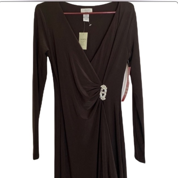 CARMEN MARC VALVO New LONG DRESS Rhinestones - Picture 1 of 7